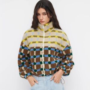Cider Multicolor Checkered Teddy Jacket